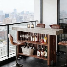 Home Bar Unit, Modern 2-Tier Bar Table with Footrest