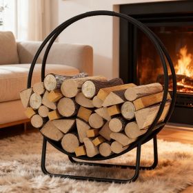 Firewood Log Hoop 20 Inch Round Heavy-duty Metal Curved Log Rack with Stand