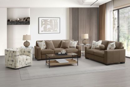 Darya 3Pcs Suede/Fabric Living Room Set (1 Chair, 1 Loveseat, 1 Sofa)