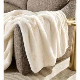 Ivory Faux Fur Ultra Soft Luxury Oversized Throw Blanket 50" x 72", Vanilla Dream