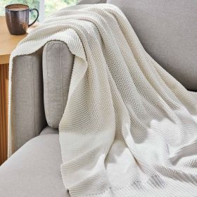 Chunky Knit Papyrus Throw, Cotton-Blend, 50"x60", 2.3 lb, All Ages