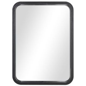 22inx30in Rounded Edge Rectangular Black Finish Wall Mirror