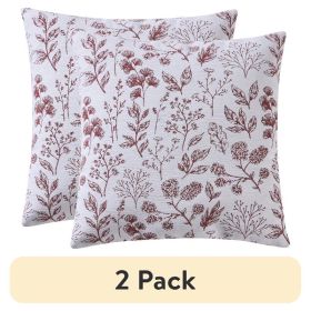 (2 pack) 18" x 18" Red Canyon Airy Fern Reversible Chenille Decorative Pillow