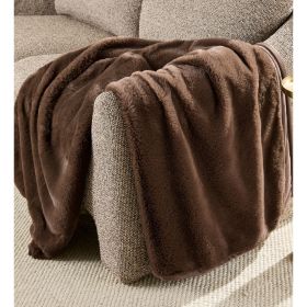 Brown Faux Fur Ultra Soft Luxury Oversized Throw Blanket 50" x 72", Brown Basket
