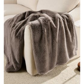 Grey Faux Fur Ultra Soft Luxury Oversized Throw Blanket 50" x 72", Grey Bisque