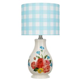 Sweet Rose Table Lamp, Blue Gingham Shade