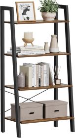 4-Tier Bookshelf, Storage Rack, Bookcase with Steel Frame, for Living Room, Home Office, Kitchen, Bedroom, Industrial Style