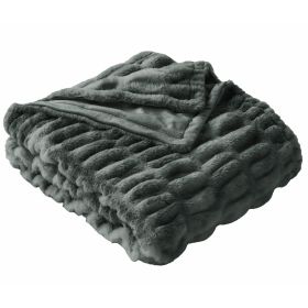 Gray Ruched Faux Fur Throw, 50" x 72", Adult/Teen