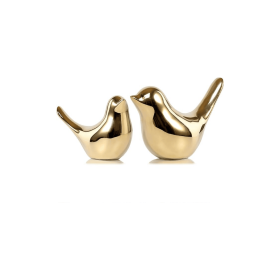 Small Birds Statues Gold Home Decor Modern Style Figurine Decorative Ornaments for Living Room, Bedroom, Office Desktop, Cabinets