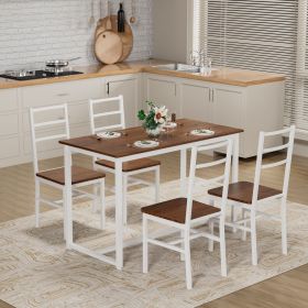 Dining Table Set for 4, Wood Kitchen Table Chairs Set, Space-Saving Design, Modern 5-Piece Dinette Set for Small Place, Kitchen, Dining Room