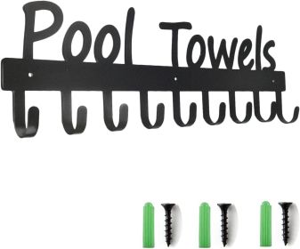 Black Pool Towel Rack Outdoor Towel Rack for Pool Towel Hooks Towel Hanger for Bathrobes Clothes 9 Hooks