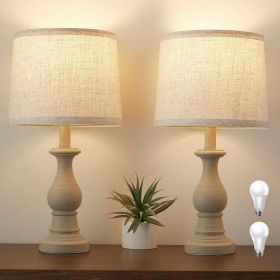 Vintage Table Lamp for Living Room Bedroom, 18.5" Farmhouse Bedside Lamps Nightstand Lamp Set of 2, Table Lamps with Oatmeal Linen Lamp Shades