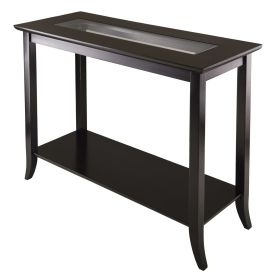 Genoa Rectangular Console Table with Glass and Shelf