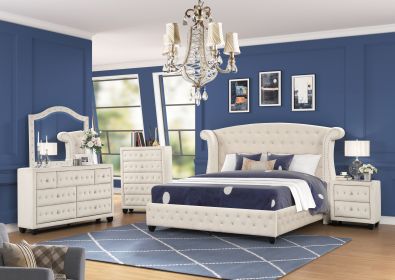 Sophia Queen 5 Pc Bedroom Set Made with Wood in Cream
