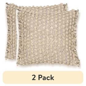 (2 pack)Nubby Dots Throw Pillow, 20" x 20", Square, Neutral, 1 per Pack