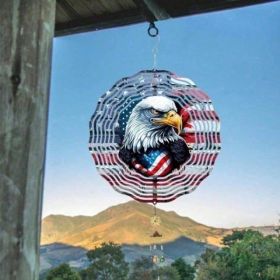 CIFbuy 3D Spinning Eagle Flag Wind Spinner Outdoor Yard Garden Decor Kinetic Patriotic (Option: Defaulttitle)
