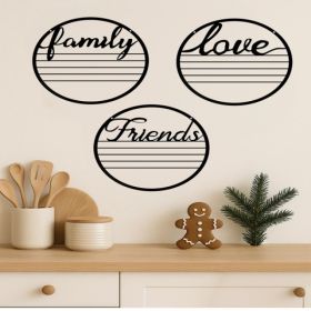 CIFbuy 3 Piece Round Wall Decor Set Inspirational Quote Signs For Friendship Love Family Rustproof Modern Wall Art (Option: Defaulttitle)