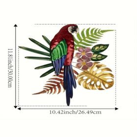 CIFbuy Colorful Parrot Wall Art With Floral Design Bohemian Tropical Bird Decor (Option: Defaulttitle)