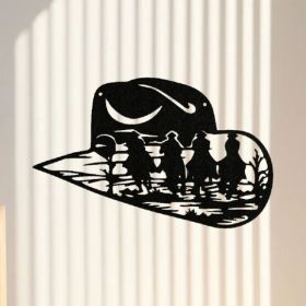 CIFbuy Aluminum Western Cowboy Hat Silhouette Wall Art Decor Country Theme Home Decoration (Option: Defaulttitle)