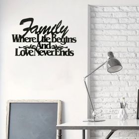 Where Life Begins, Love Never Ends Vintage Metal Wall Sign (Option: Wrought iron decoration)
