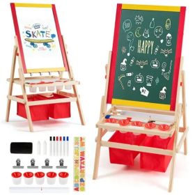 3-in-1 Kids Art Easel - Double-Sided Magnetic Board+Paper Roll, 26 Letter Magnets, Multicolor (Option: Defaulttitle)