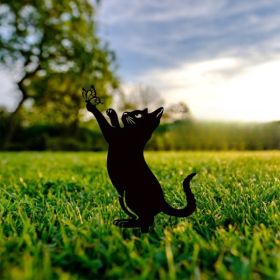 CIFbuy Minimalist Black Iron Cat Sculpture Outdoor Garden Patio Lawn Decor (Option: Defaulttitle)