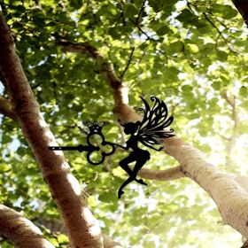 CIFbuy Whimsical Fairy Metal Silhouette Wall Art Durable Yard Garden Decoration (Option: Defaulttitle)