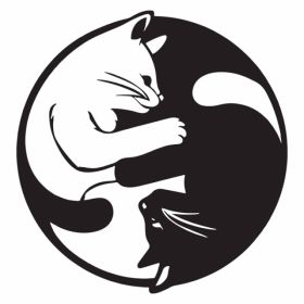 CIFbuy Asian-Inspired Yin-Yang Cat Silhouette Aluminum Wall Art Zen Home Decor (Option: Defaulttitle)
