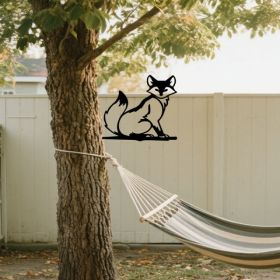 CIFbuy Tree Stump Wall Art Black Iron Fox Silhouette Sign Rustic Decor For Garden Porch Yard Indoor Outdoor Wall (Option: Defaulttitle)