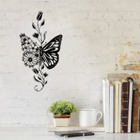 CIFbuy Aluminum Butterfly Floral Silhouette Wall Art Home Decor (Option: Defaulttitle)